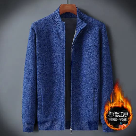 Suéter com rosca de algodão puro masculino malhas gola alta jaqueta genuína primavera outono novo estilo Casual Cardigan