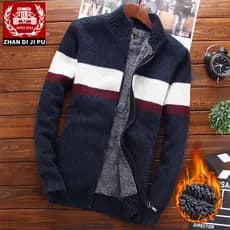 Roupas masculinas inverno forro de lã camisola masculina Cardigan grosso versão coreana malhas tamanho grande jaqueta Ca