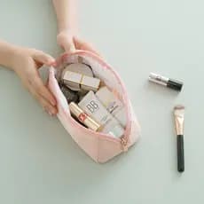 Bolsa cosmética longa de treliça simples para viagem, bolsa de armazenamento portátil estilo japonês, à prova d'água, es