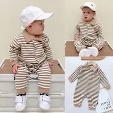 Macacão de bebê menino lapela POLO macacão vestido macacão recém-nascido crianças macacão bebê outono novo estilo