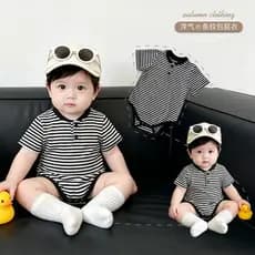 Bebê macacão recém-nascido listrado manga curta macacão menino macacão bebê macacão fino roupas de verão
