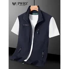 Colete masculino primavera outono novo estilo Multi-bolso Casual colete gola alta sem mangas na moda esportes ao ar livr
