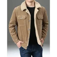 Jaqueta acolchoada masculina lapela Street Wear inverno jaqueta de veludo acolchoado jaqueta solta cordeiro velo jaqueta