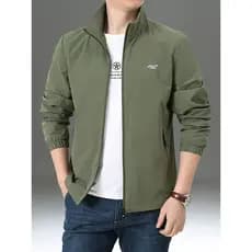 Jaqueta masculina primavera outono jaqueta solta estiramento esportes Casual fino outono jaqueta gola geral jaqueta masc