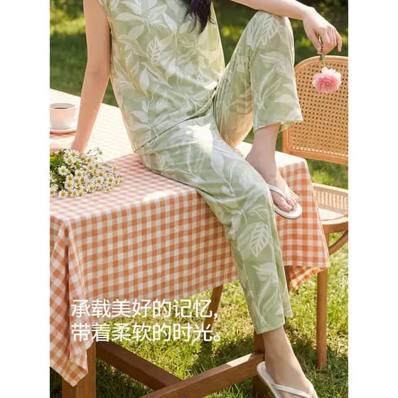 Top guagua top guagua calças de pijama femininas de algodão puro calças de uma peça calças para casa primavera verão est