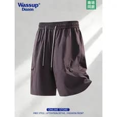 WASSUP DOZEN Verão Estilo Funcional Bandeja de Futebol Shorts de Seda Gelo Masculino Malha Respirável Macacão Solto Calç