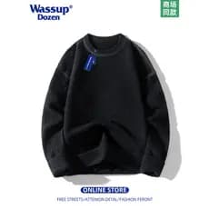 WASSUP DOZEN Mohair Suéter de gola redonda masculino feminino outono inverno suéter solto estilo preguiçoso camisa de fu