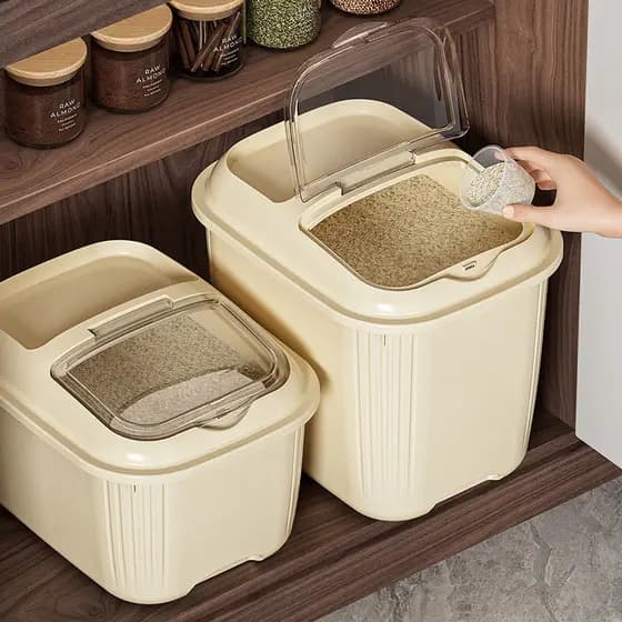 Balde de arroz importado do japão, caixa de armazenamento de arroz de cozinha selada à prova de insetos de qualidade ali