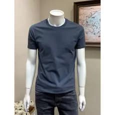 Verão novo estilo masculino de manga curta camiseta simples cor sólida em torno do pescoço camisa de fundo All-Match int