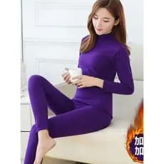 Roupa interior térmica feminina engrossado forro de lã camisa de fundo terno outono inverno fácil de combinar gola média