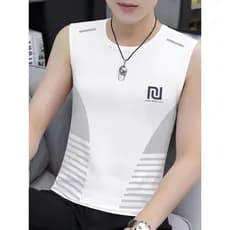 Colete de seda gelo masculino na moda estilo fino respirável esportes Casual colete largo exterior Wear masculino em tor