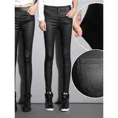 Velo-velo feminino novo estilo de cintura alta outono inverno Casual exterior Wear Leggings fosco pele