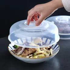 Forno de microondas utensílios de aquecimento especiais tampa da tigela geladeira redonda plástico transparente à prova