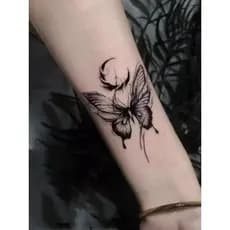 Borboleta tatuagem de ervas adesivos à prova dwaterproof água feminino de longa duração simples flor cobra série escura