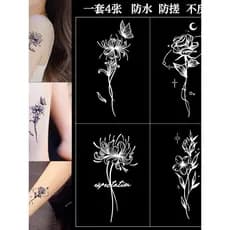 Outros adesivos de tatuagem de ervas com flores laterais, de longa duração, à prova d'água, de longa duração, não reflex