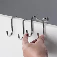 Gancho de porta de armário sem perfuração, aço inoxidável 304, atrás da porta, gancho duplo, armazenamento multifunciona
