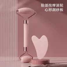 Rolo de cristal rosa facial não-Jade rolo beleza vara dupla cabeça Push facial relaxamento massagem raspagem em forma de