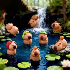 Posição de trabalho cura emocional pequenos ornamentos bonito Kapibara capivara figura série estável pequenos objetos de