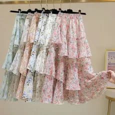 2026 verão Irregular babados a linha ins Super fada bolo saia pequena fresca novo estilo moda saia Floral