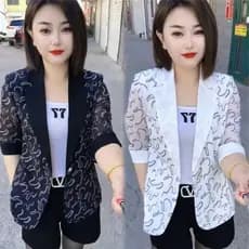T temperamento moda terno novo estilo fino na moda verão terno jaqueta protetor solar Cardigan moda moda topo roupas fem