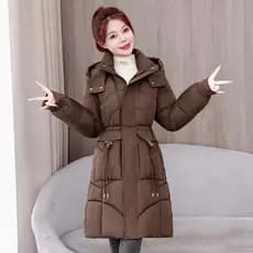 Jaqueta acolchoada novo estilo 2025 mais magro olhar feminino jaqueta acolchoada moda quente acolchoado jaqueta com capu
