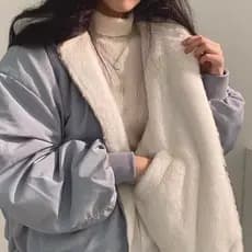 Zíper engrossado algodão acolchoado jaqueta coreano velo acolchoado jaqueta de dois lados novo estilo inverno lã de cord