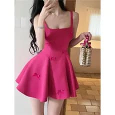 Primavera verão Bowknot vestido celebridade pequeno homem vestido elegante estilingue saia filha estilo requintado franc