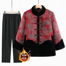 Novo estilo chinês inverno Tang terno jaqueta acolchoada de algodão roupas da mãe velo-acolchoado jaqueta espessada idos