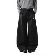 Americano Retro plissado Design Machete calças das mulheres dos homens novo estilo Drape perna larga esfregar solto All-