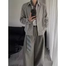 Americano Retro cinza-verde xadrez baixa chave cor camisa de manga comprida masculina cleanfit Casual solto camisa xadre