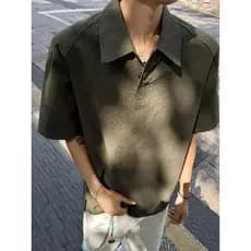 Camisa bolha estilo americano camisa de manga curta masculina verão na moda rufião bonito Casual camisa Polo masculina