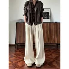 Cleanfit estilo dinheiro antigo calças de linho masculino verão estilo fino solto reto Drape olhar alto mais magro olhar
