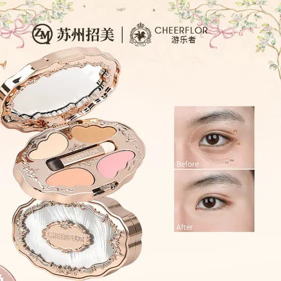 Cheerflor jogador de diversões quatro cores corretivo corretivo corretivo olheiras Facial brilho salmão corretivo paleta