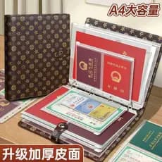 Porta-cartões de couro grosso, bolsa de armazenamento de documentos, certificado de nascimento de bebê, certificado de l