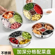 Cebola Gengibre Alho Preparando Prato de Legumes Prato Lateral de Aço Inoxidável Prato de Compartimento Cozinha Tempero