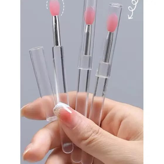 Escova labial de Silicone com tampa escova de batom portátil esmalte labial bálsamo mancha escova pequena Anti-poeira Mi