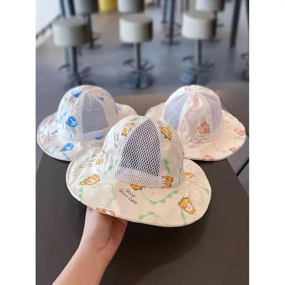 Chapéu de bebê verão menino guarda-sol bonito balde chapéu malha respirável menina protetor solar bebê All-Match pote ch