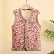Mãe forro de lã colete engrossado jaqueta acolchoada de algodão outono inverno roupas novas roupas femininas de meia-ida