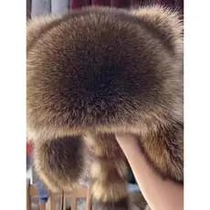 Pequeno guaxinim chapéu de proteção de orelha imitação de pele de guaxinim Lei Fengbawang chapéu cauda inverno quente me