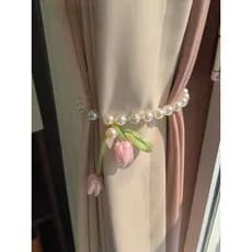 Pérola tulipa flor cortina cinta feminina decoração criativa cortina acessórios de decoração Push-up corda cortina