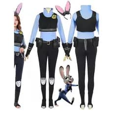 Novo Zootopia Judy Coelho Traje Cosplay Bandana Vestido