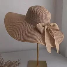 Chapéu de palha de aba grande feminino verão protetor solar chapéu de aba grande à beira-mar arco chapéu de praia chapéu