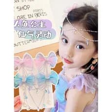 Princesa estilo sereia orelha pendurado concha pérola borla arco testa corrente hairpin acessórios para o cabelo das cri