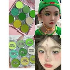 Paleta de sombras de nove cores verde limão azul verde sombra desempenho maquiagem palco maquiagem cor sombra fácil de c
