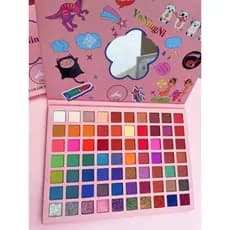 Paleta de sombras de desenho animado com 70 cores, lantejoulas foscas peroladas, paleta de sombras grande, paleta de maq
