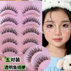Cílios postiços antigos Hanfu desempenho fio de algodão haste Natural grosso cinco pares meninas palco cílios postiços s