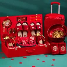 Itens dote de casamento feminino conjunto completo casa da mãe High-End casamento vermelho mala dote suprimentos de casa