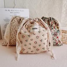 Novo estilo Fengsen série algodão escovado série cor terra buquê Floral bolso classificação saco de armazenamento saco d