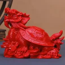 Enfeites de tartaruga de dragão grande de cinábrio vermelho, enfeites de peça de jogo para casa, suprimentos de carro, p