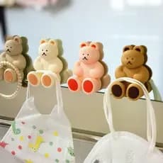 Bonito urso tridimensional Silicone sem perfuração suporte de escova de dentes montado na parede bonito sucção do banhei